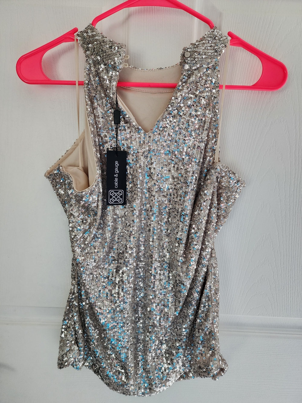 Silver Sequin Sleeveless Top - Picture 2 of 4